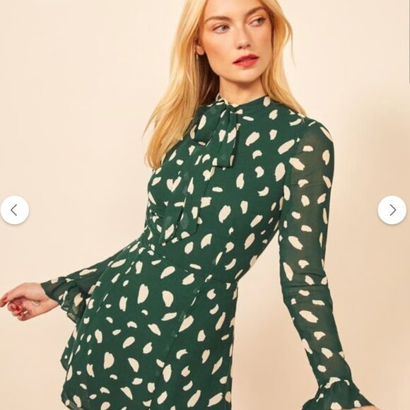 Reformation Fox Dress - Green Size 6 - Picture 4 of 6